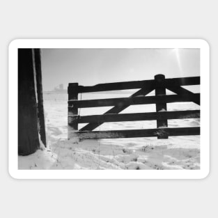 Fence in snow landscape Sticker